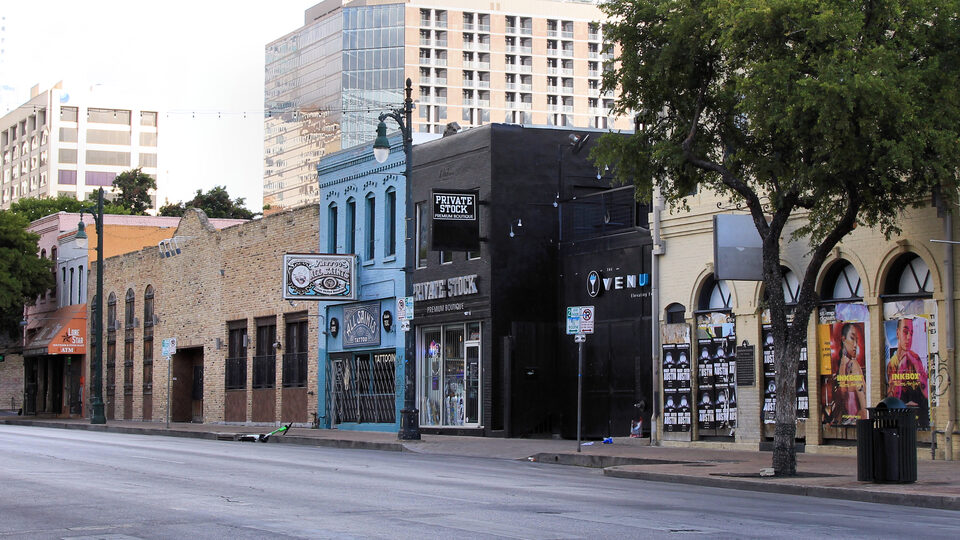 A block of East Sixth Street in East Austin